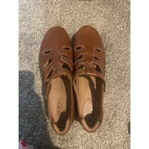 Clarks Unstructured Appley Strap Shoes Mary Janes Leather Size 12 Women's